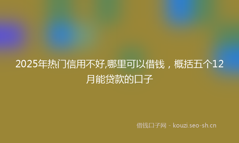 2025年热门信用不好,哪里可以借钱，概括五个12月能贷款的口子