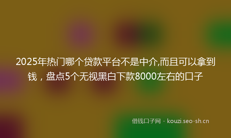 2025年热门哪个贷款平台不是中介,而且可以拿到钱，盘点5个无视黑白下款8000左右的口子