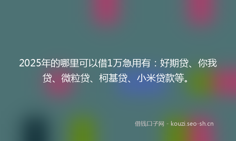 2025年的哪里可以借1万急用有：好期贷、你我贷、微粒贷、柯基贷、小米贷款等。