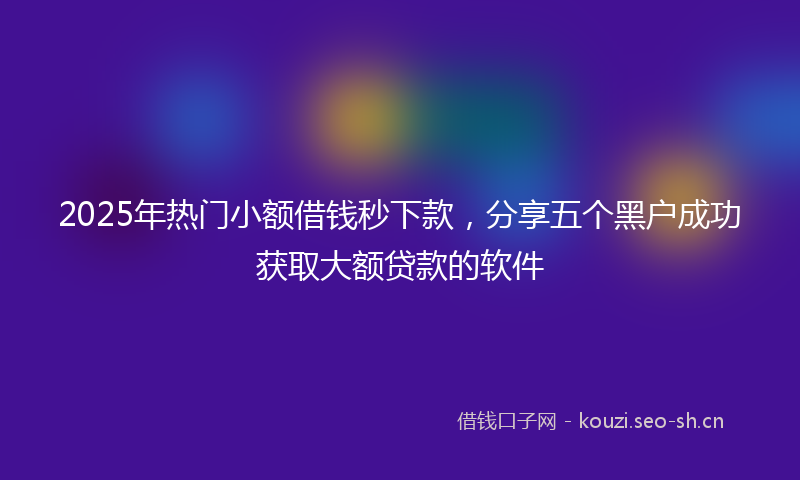 2025年热门小额借钱秒下款，分享五个黑户成功获取大额贷款的软件