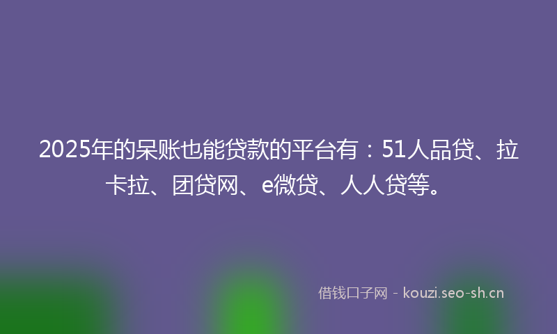 2025年的呆账也能贷款的平台有：51人品贷、拉卡拉、团贷网、e微贷、人人贷等。