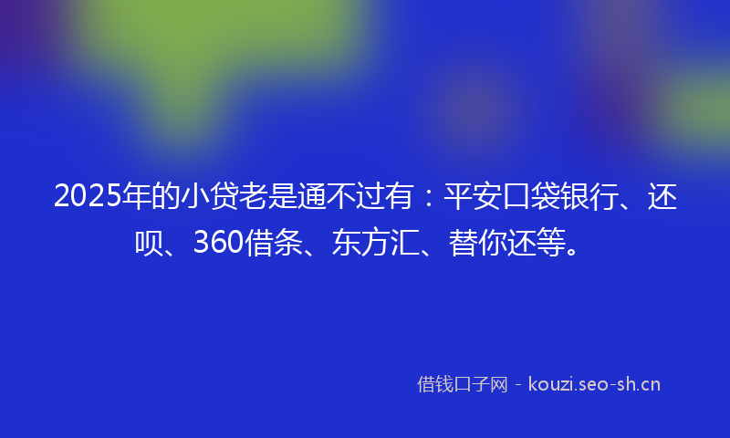2025年的小贷老是通不过有：平安口袋银行、还呗、360借条、东方汇、替你还等。