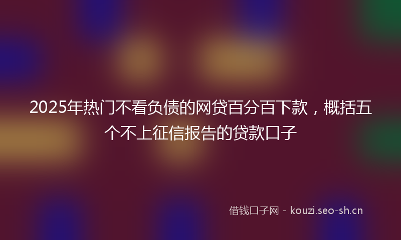 2025年热门不看负债的网贷百分百下款，概括五个不上征信报告的贷款口子
