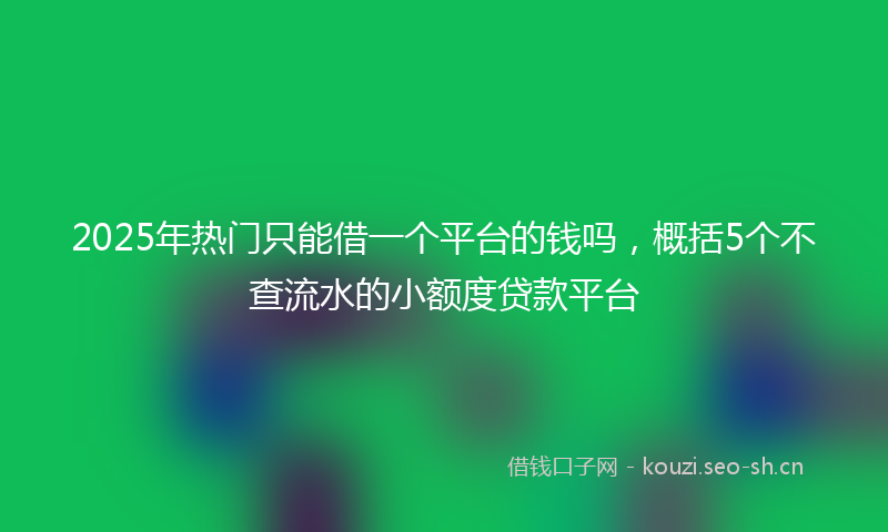 2025年热门只能借一个平台的钱吗，概括5个不查流水的小额度贷款平台