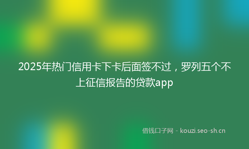 2025年热门信用卡下卡后面签不过，罗列五个不上征信报告的贷款app