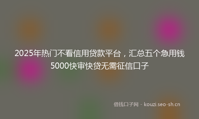 2025年热门不看信用贷款平台，汇总五个急用钱5000快审快贷无需征信口子