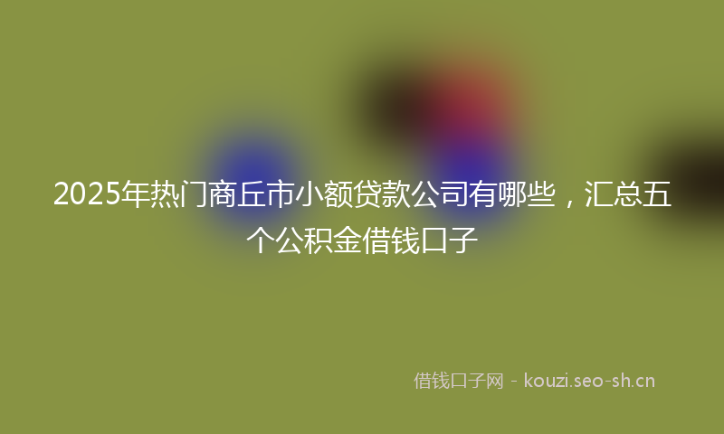 2025年热门商丘市小额贷款公司有哪些，汇总五个公积金借钱口子