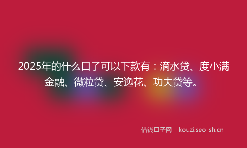 2025年的什么口子可以下款有：滴水贷、度小满金融、微粒贷、安逸花、功夫贷等。