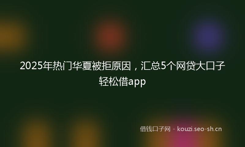 2025年热门华夏被拒原因，汇总5个网贷大口子轻松借app