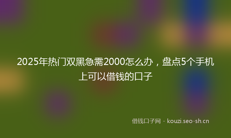 2025年热门双黑急需2000怎么办，盘点5个手机上可以借钱的口子
