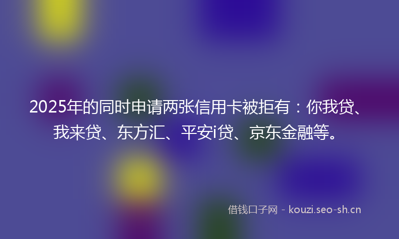 2025年的同时申请两张信用卡被拒有：你我贷、我来贷、东方汇、平安i贷、京东金融等。