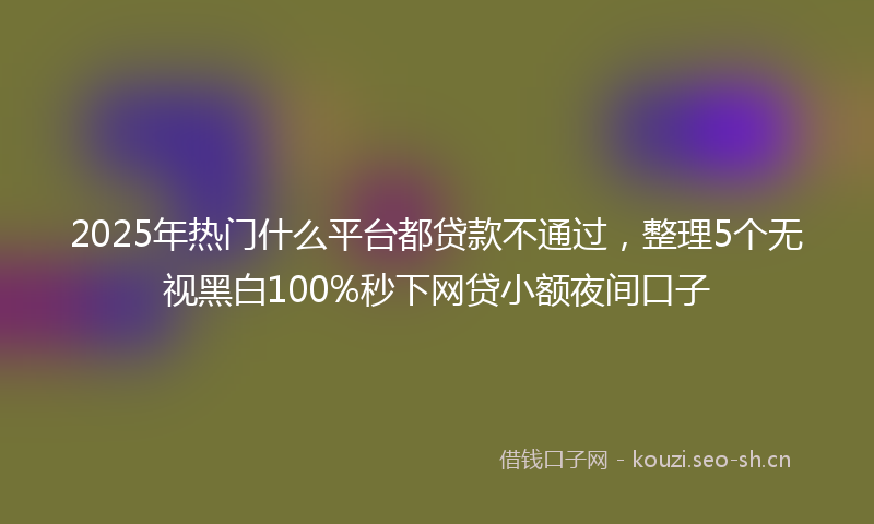 2025年热门什么平台都贷款不通过，整理5个无视黑白100%秒下网贷小额夜间口子