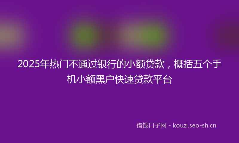 2025年热门不通过银行的小额贷款，概括五个手机小额黑户快速贷款平台