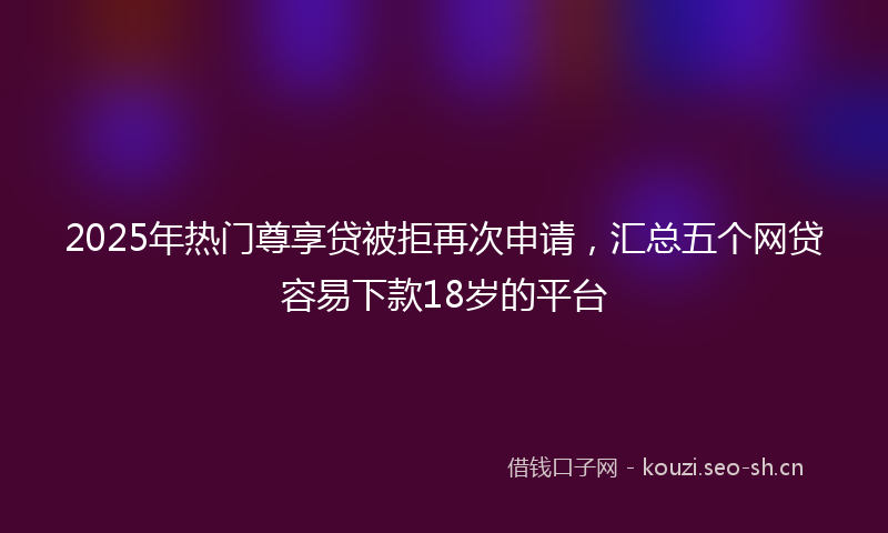 2025年热门尊享贷被拒再次申请，汇总五个网贷容易下款18岁的平台