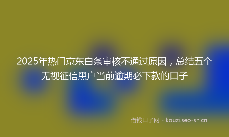 2025年热门京东白条审核不通过原因，总结五个无视征信黑户当前逾期必下款的口子