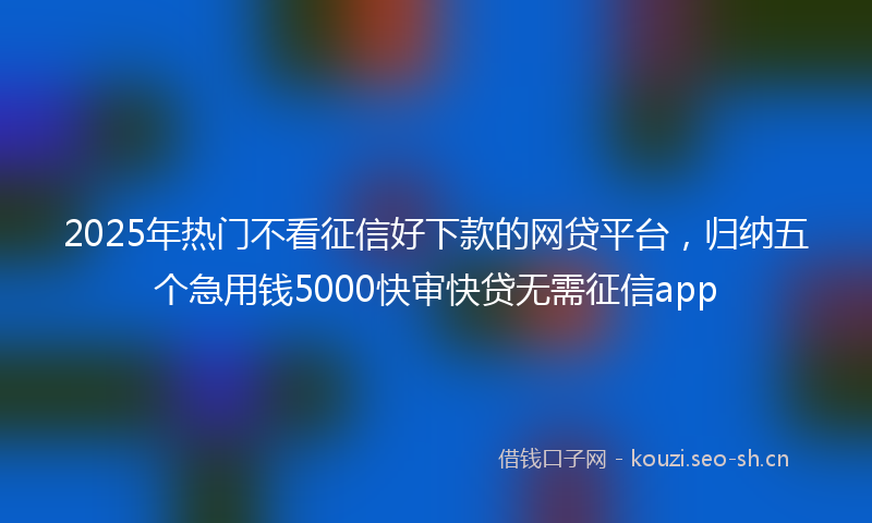 2025年热门不看征信好下款的网贷平台，归纳五个急用钱5000快审快贷无需征信app