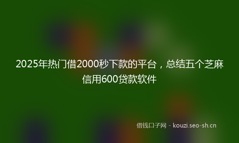 2025年热门借2000秒下款的平台，总结五个芝麻信用600贷款软件