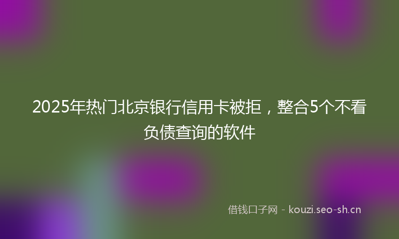 2025年热门北京银行信用卡被拒，整合5个不看负债查询的软件