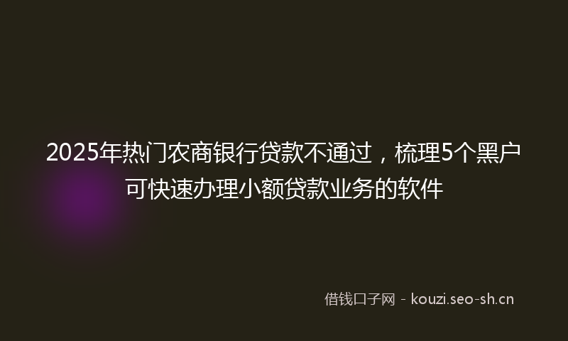 2025年热门农商银行贷款不通过，梳理5个黑户可快速办理小额贷款业务的软件