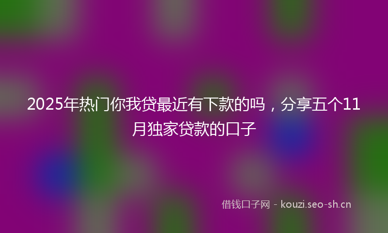2025年热门你我贷最近有下款的吗，分享五个11月独家贷款的口子