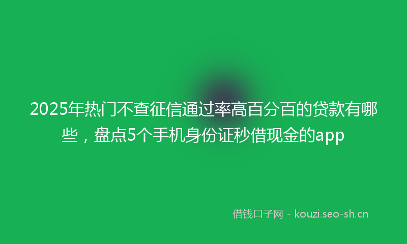 2025年热门不查征信通过率高百分百的贷款有哪些，盘点5个手机身份证秒借现金的app