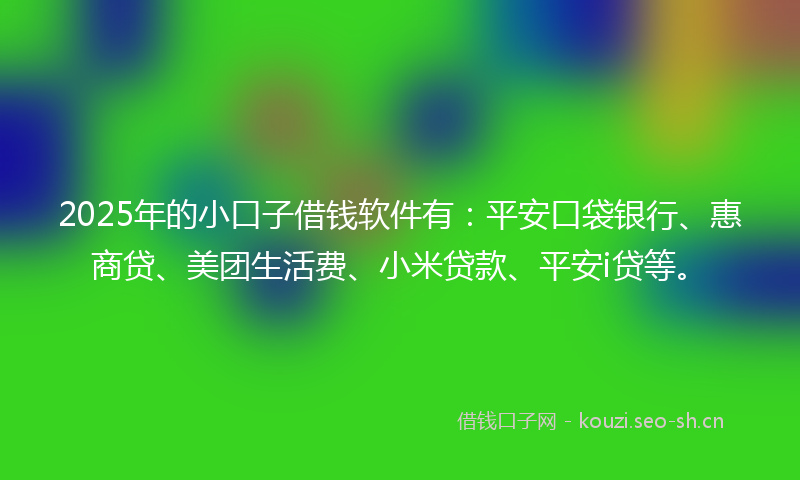 2025年的小口子借钱软件有：平安口袋银行、惠商贷、美团生活费、小米贷款、平安i贷等。