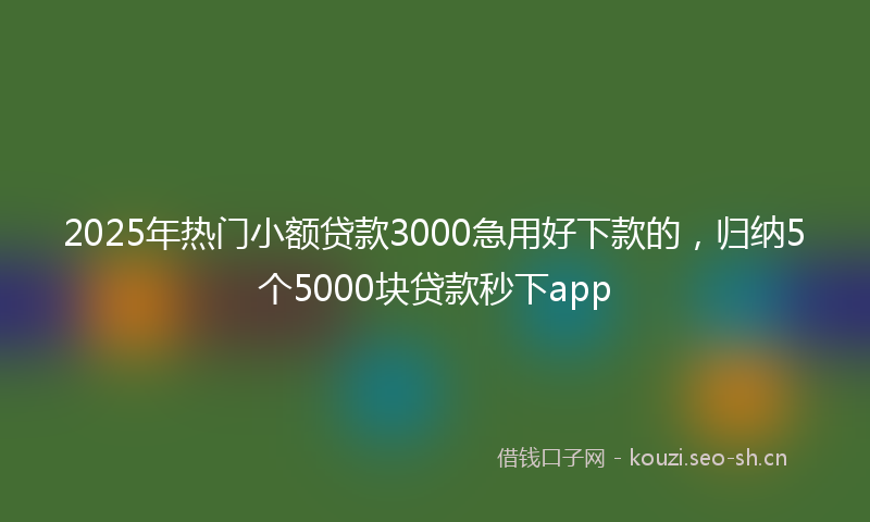 2025年热门小额贷款3000急用好下款的，归纳5个5000块贷款秒下app
