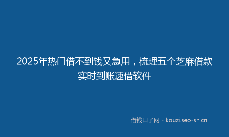 2025年热门借不到钱又急用，梳理五个芝麻借款实时到账速借软件