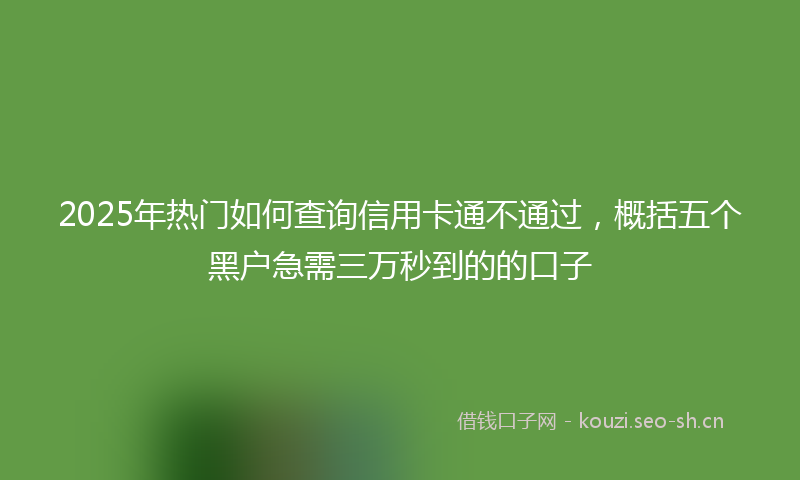 2025年热门如何查询信用卡通不通过，概括五个黑户急需三万秒到的的口子