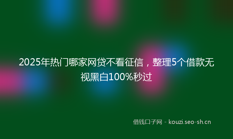 2025年热门哪家网贷不看征信，整理5个借款无视黑白100%秒过