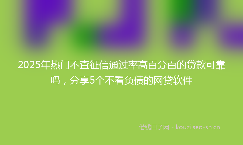 2025年热门不查征信通过率高百分百的贷款可靠吗，分享5个不看负债的网贷软件