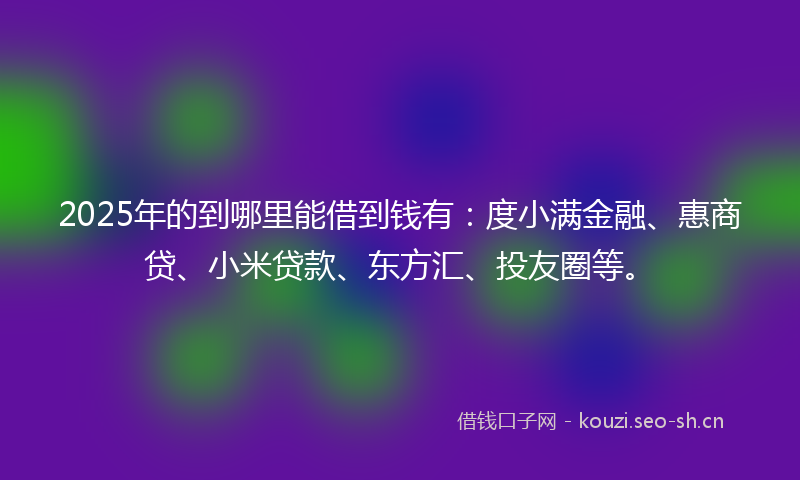 2025年的到哪里能借到钱有：度小满金融、惠商贷、小米贷款、东方汇、投友圈等。