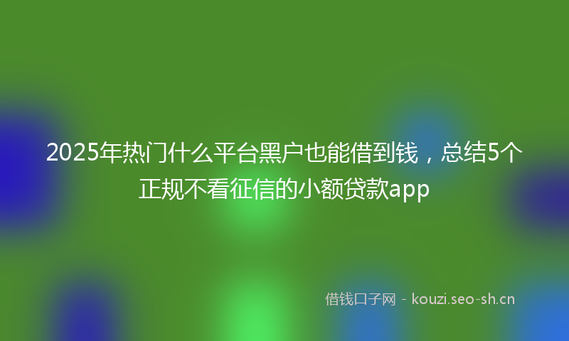 2025年热门什么平台黑户也能借到钱，总结5个正规不看征信的小额贷款app
