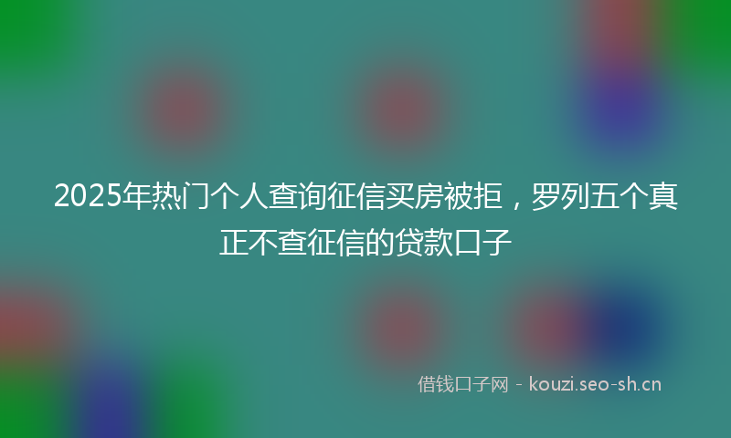 2025年热门个人查询征信买房被拒，罗列五个真正不查征信的贷款口子