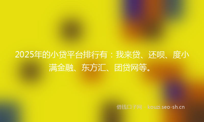 2025年的小贷平台排行有：我来贷、还呗、度小满金融、东方汇、团贷网等。