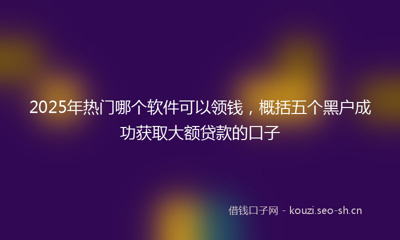 2025年热门哪个软件可以领钱,概括五个黑户成功获取大额贷款的口子