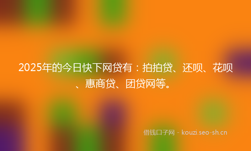 2025年的今日快下网贷有：拍拍贷、还呗、花呗、惠商贷、团贷网等。