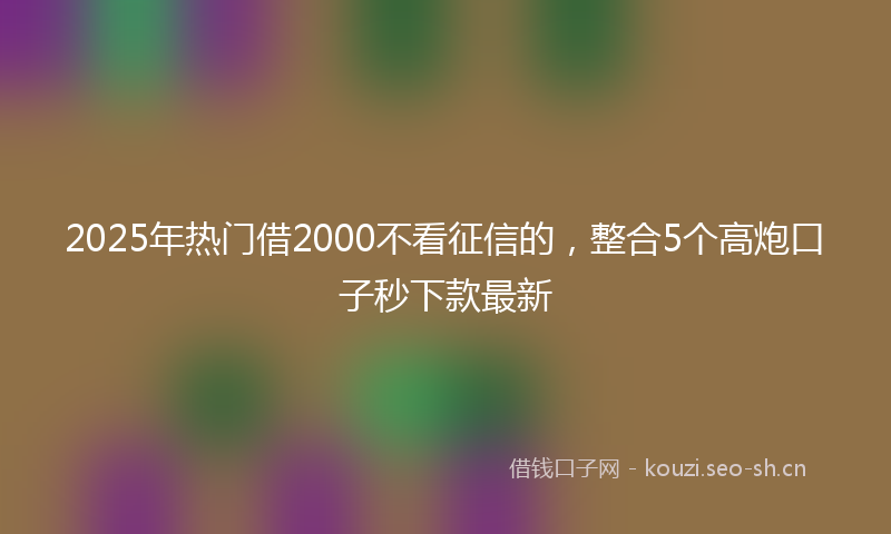 2025年热门借2000不看征信的，整合5个高炮口子秒下款最新