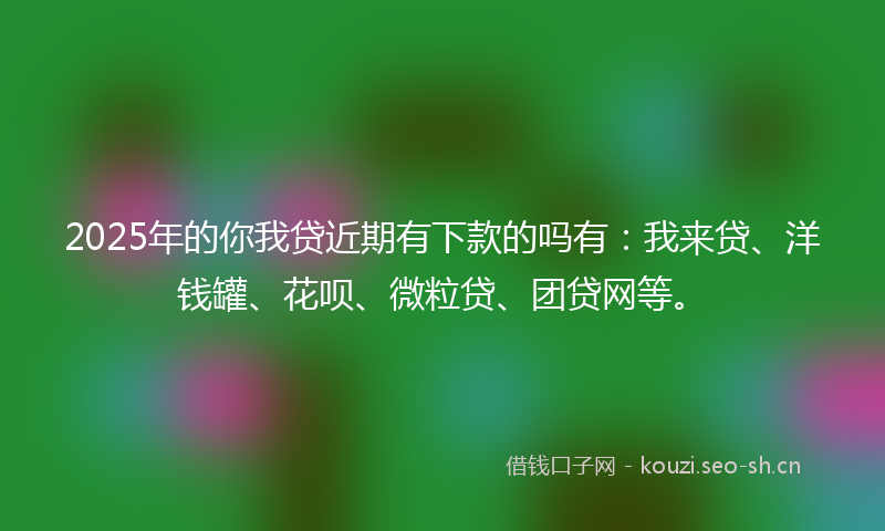 2025年的你我贷近期有下款的吗有：我来贷、洋钱罐、花呗、微粒贷、团贷网等。