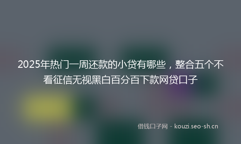 2025年热门一周还款的小贷有哪些，整合五个不看征信无视黑白百分百下款网贷口子