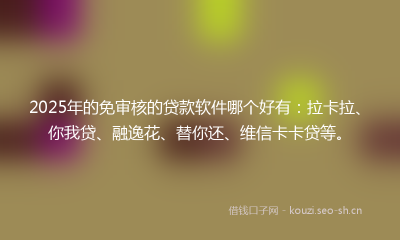 2025年的免审核的贷款软件哪个好有：拉卡拉、你我贷、融逸花、替你还、维信卡卡贷等。
