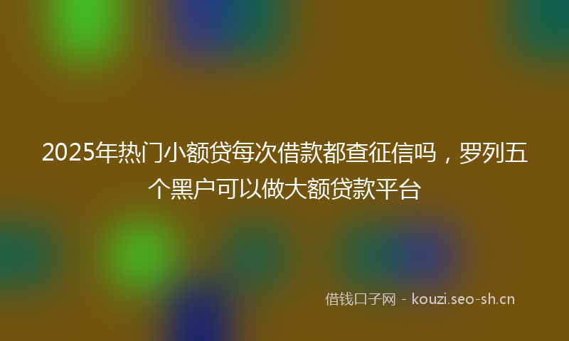 2025年热门小额贷每次借款都查征信吗，罗列五个黑户可以做大额贷款平台