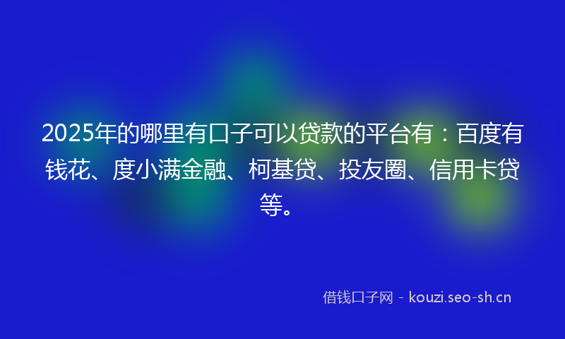 2025年的哪里有口子可以贷款的平台有：百度有钱花、度小满金融、柯基贷、投友圈、信用卡贷等。