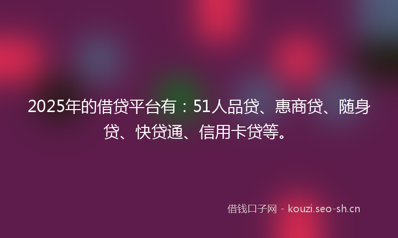 2025年的借贷平台有：51人品贷、惠商贷、随身贷、快贷通、信用卡贷等。