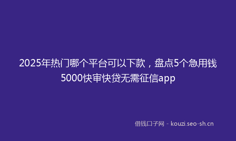 2025年热门哪个平台可以下款，盘点5个急用钱5000快审快贷无需征信app