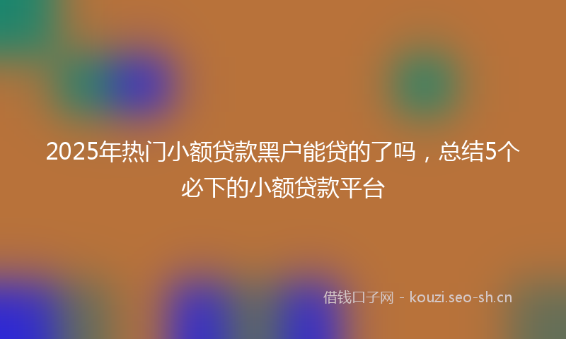2025年热门小额贷款黑户能贷的了吗，总结5个必下的小额贷款平台