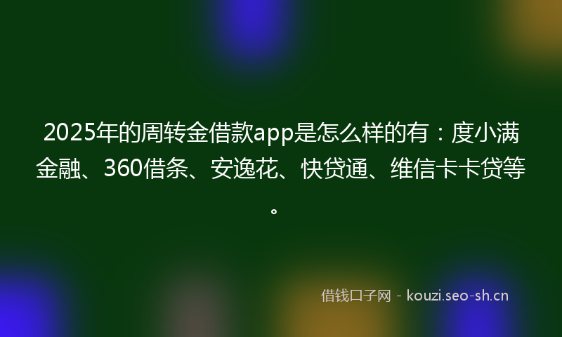 2025年的周转金借款app是怎么样的有：度小满金融、360借条、安逸花、快贷通、维信卡卡贷等。