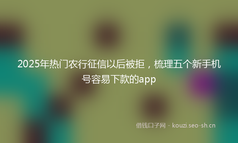 2025年热门农行征信以后被拒，梳理五个新手机号容易下款的app