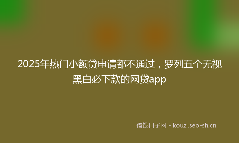 2025年热门小额贷申请都不通过，罗列五个无视黑白必下款的网贷app