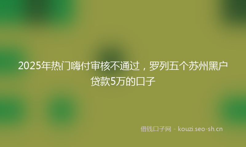 2025年热门嗨付审核不通过，罗列五个苏州黑户贷款5万的口子
